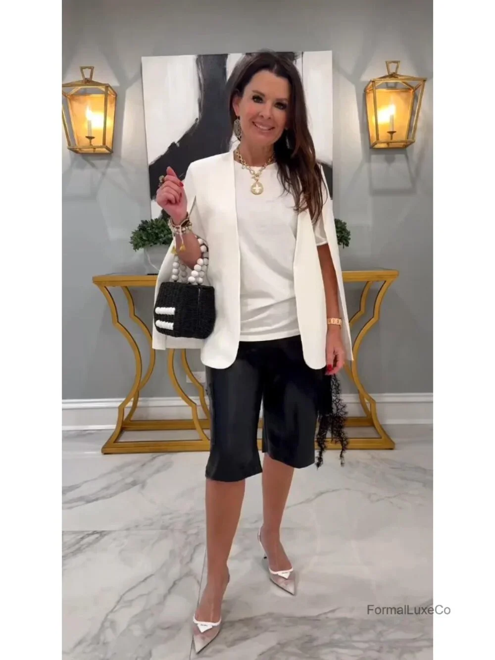 Open Front Cape Blazer with Split Sleeves, Casual Business Suit Jacket